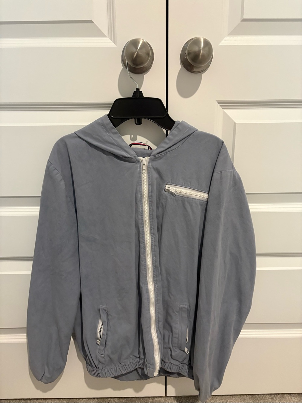 Brandy Melville Women’s Light Blue Hooded Zip Jacket One Size